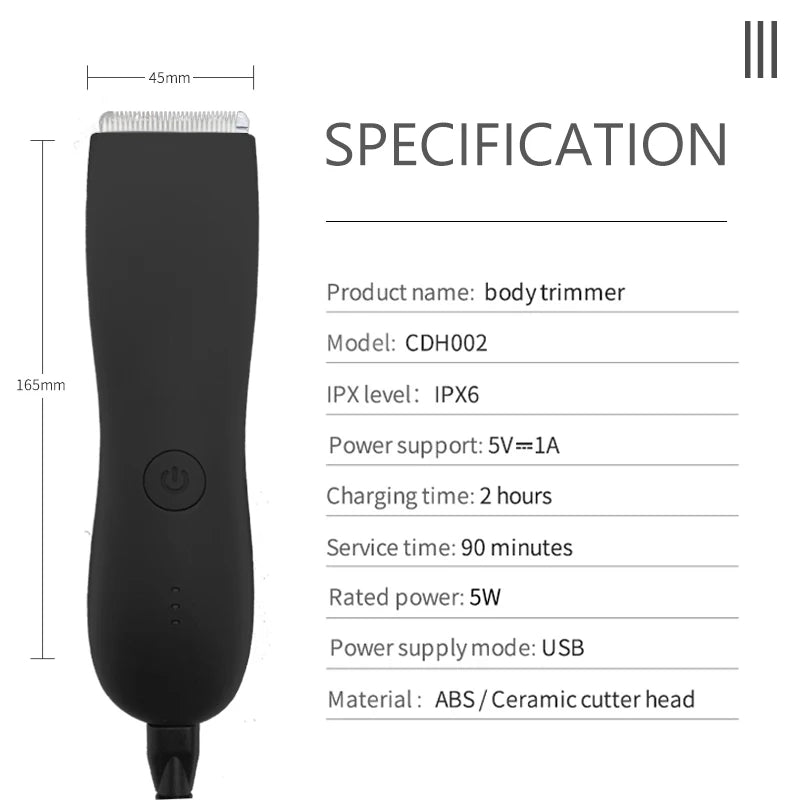 Body Trimmer - Waterproof Groin & Hair Groomer